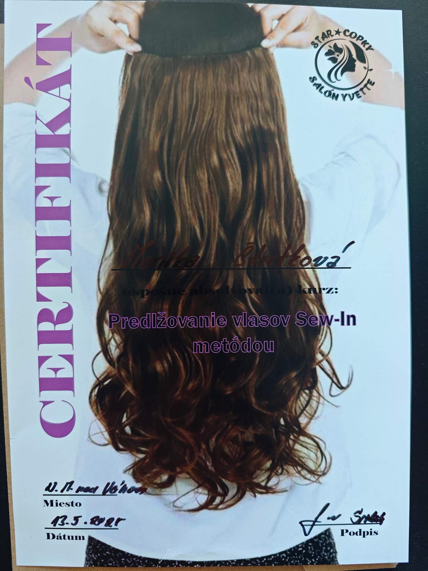 Certifikát — Sew-In