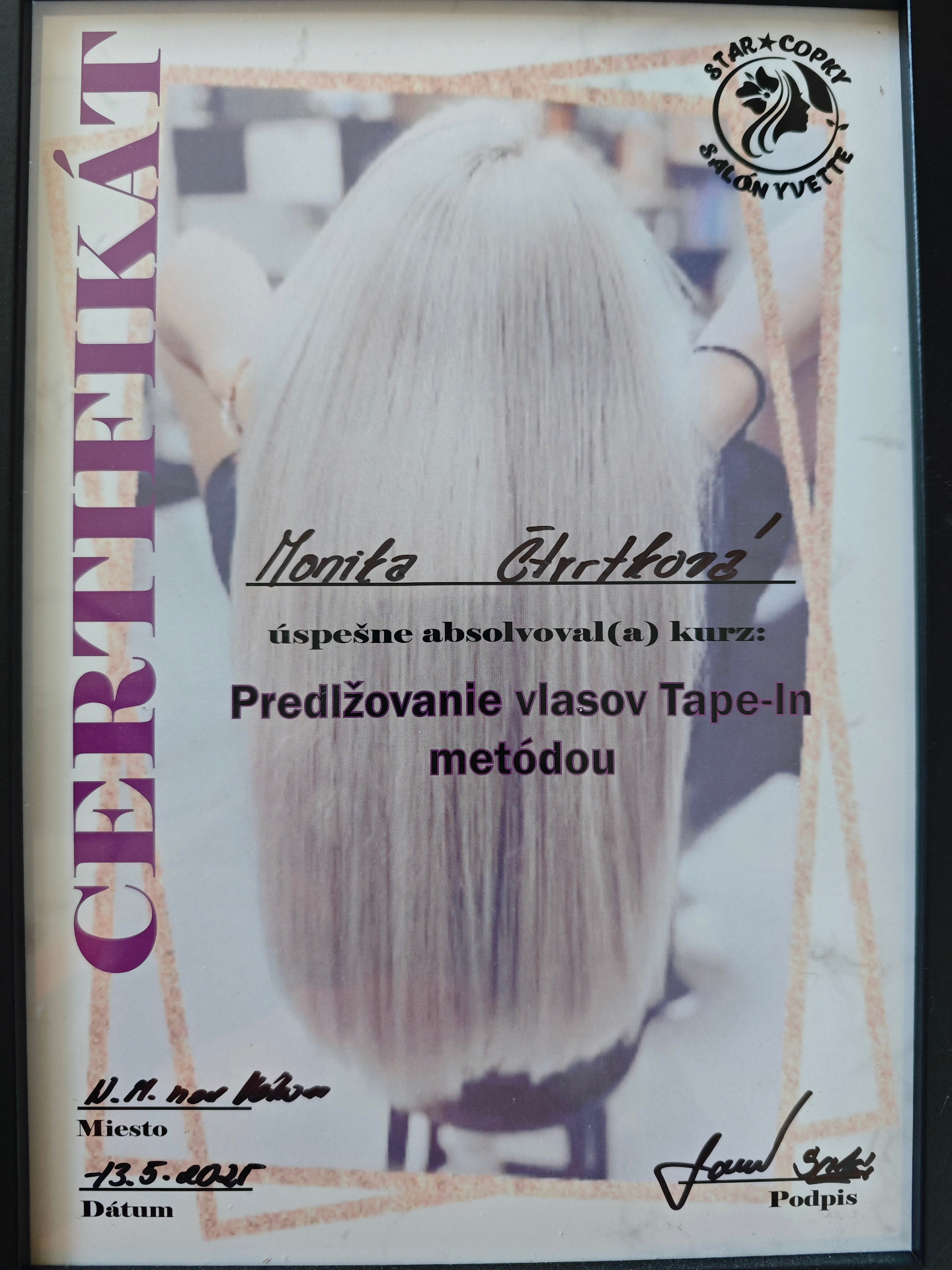 Certifikát — Tape-In